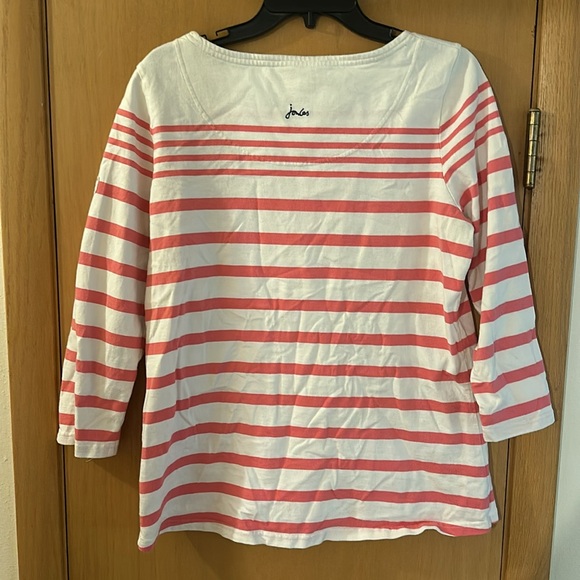 Joules Women’s Harbour Striped Boat Neck Top Shirt Cotton Pink White Size 12 - Picture 11 of 13